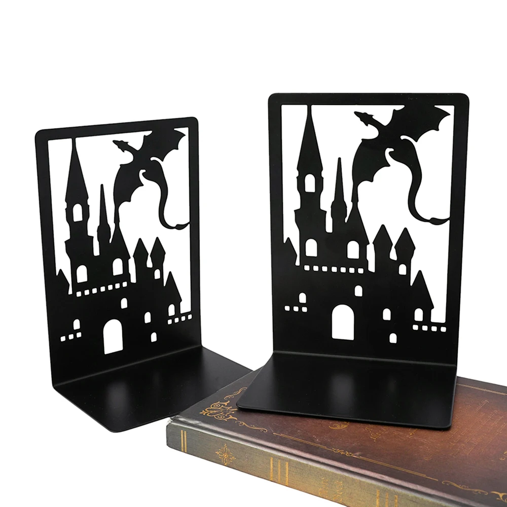 Black Fantasy Fourth Wing Dragon Metal Bookend Fashionable Study Stationery  Fantasy Heavy Industry Book Stand