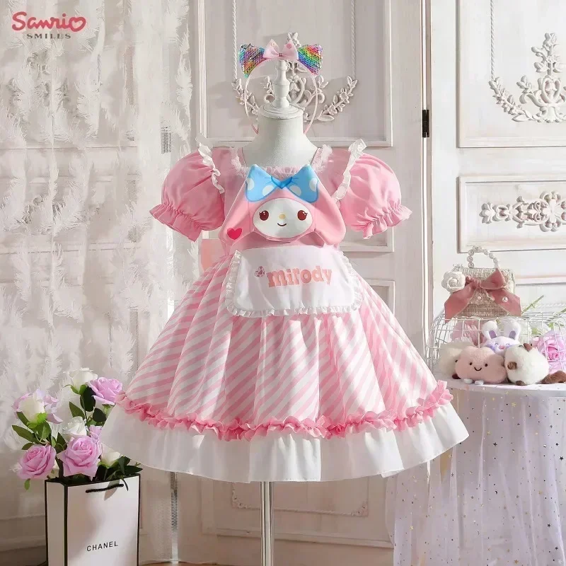 

Комплект Sanrio Kuromi My Melody для девочек 3-12 лет, платья принцессы с героями мультфильмов, официальный детский костюм, одежда Лолиты на Хэллоуин