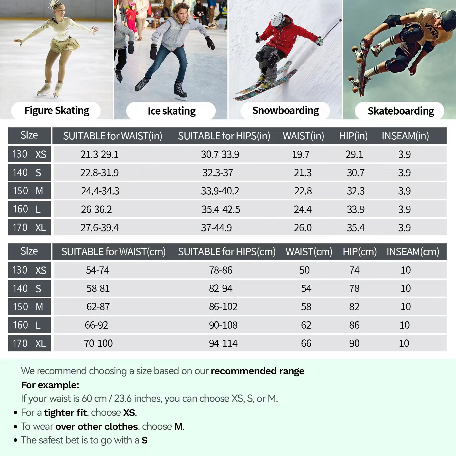 AVIVOR Figure Skating Protective Shorts with Side Zipper and 3D Padding for Kid Youth Adult, Suitable for Skiing Skateboarding