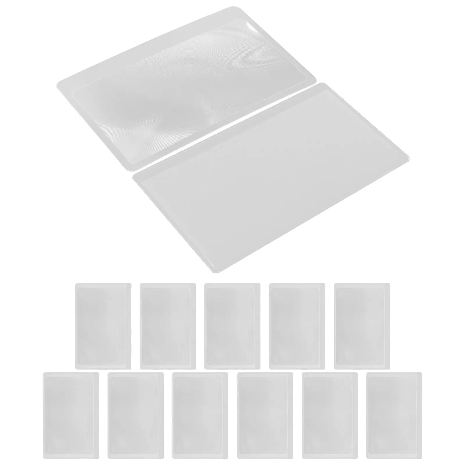 12Pcs Card Type Magnifying Sheet PVC Portable Wallet Magnifier for Reading Small Text Menus Contracts Maps Office Use Credit