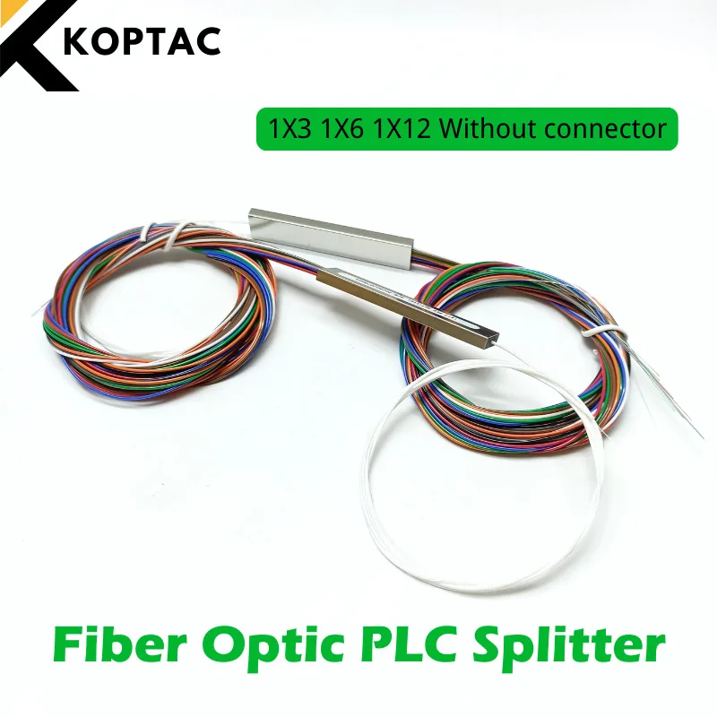 5pcs 1x3 1x6 1x12 Fiber Optic Splitter PLC Splitter 0.9mm Mini Blockless Without Connector Cable Optical PLC Splitter FTTH