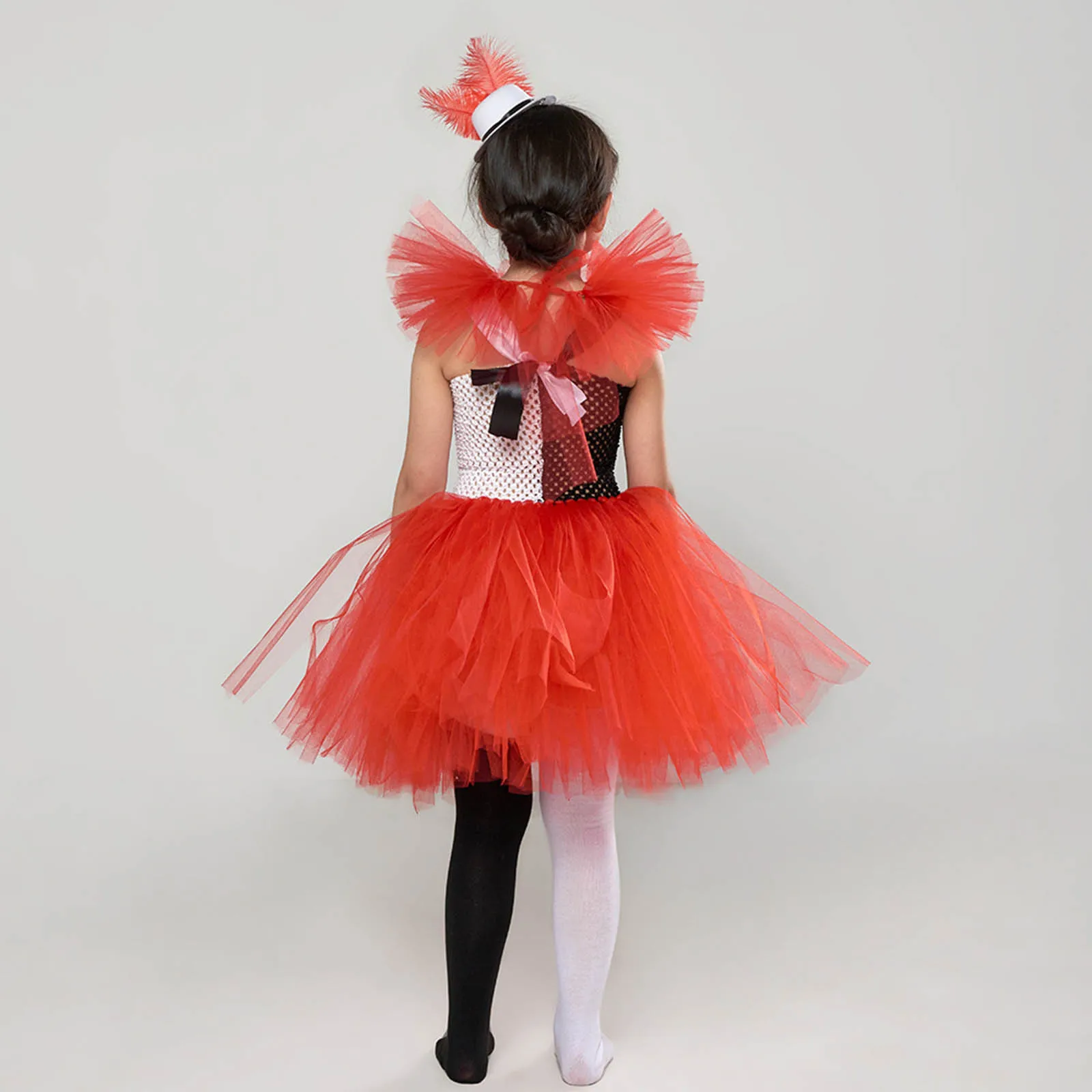 Children's Clown Tutu Dress Horror Joker Cosplay Rainbow Masquerade Tutu A Line Dress Girls Carnival Party Costumes Set 4 Piece