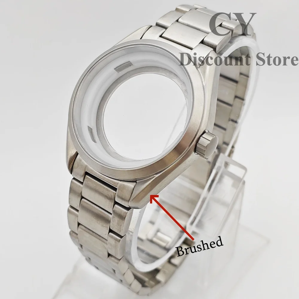 RICHUS NH35 Watch Case 41mm Silver Polished/Brushed Sapphire Glass Watch Case Fit NH35 NH36 ETA2836 Miyota 8205 8215 Movement