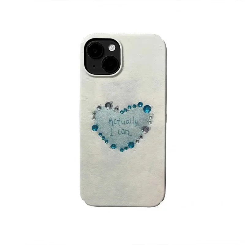 

Blue Gemstone Heart-shaped Design Phone Case for IPhone 16E 15 14 13 Pro Max 12 Mini 11 Pro Protection Ultra Thin Hard PC Cover