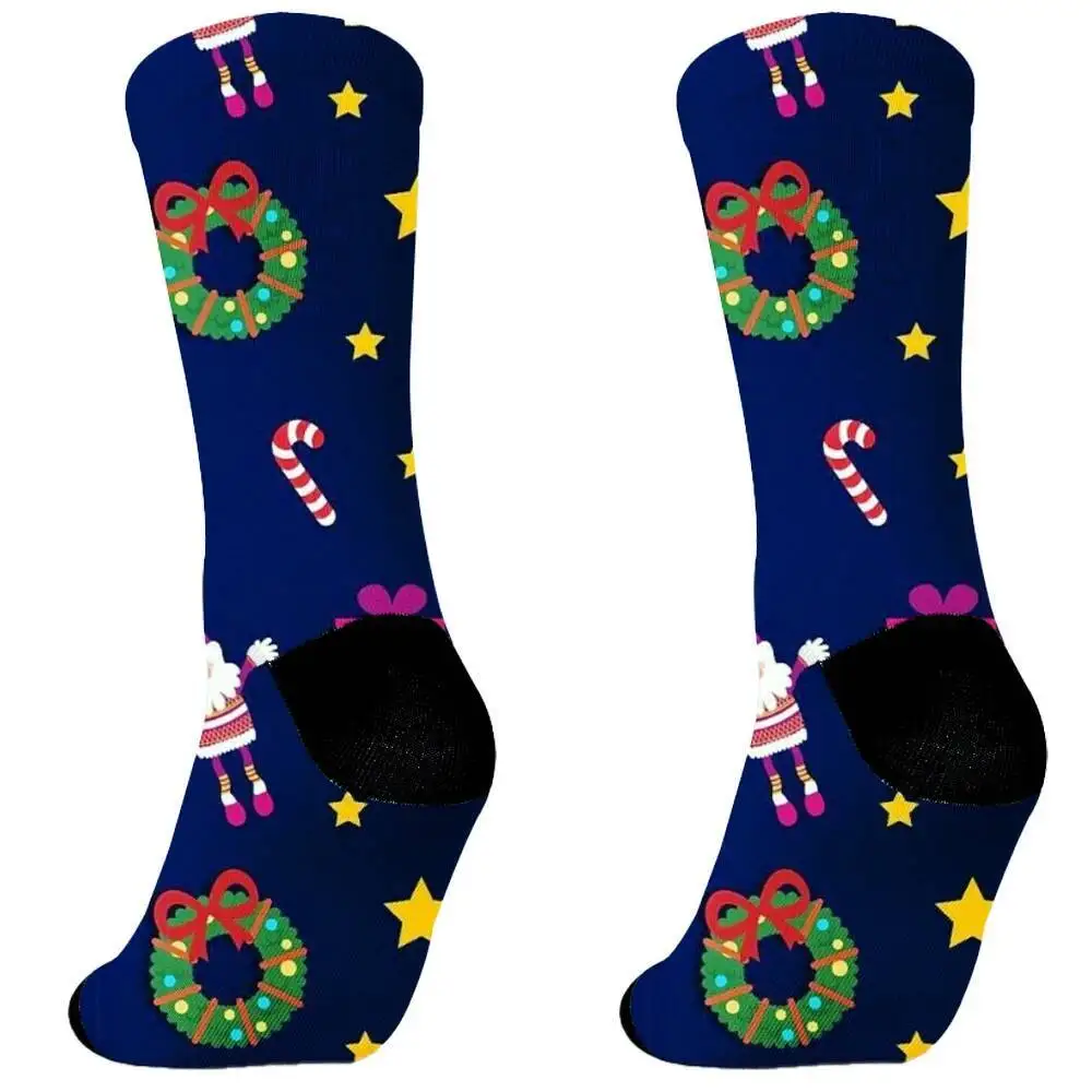 

Новые женские и мужские рождественские носки, забавные рождественские носки Санта-Клауса, снежинка, лось, снег, хлопковые носки, мужские носки Happy