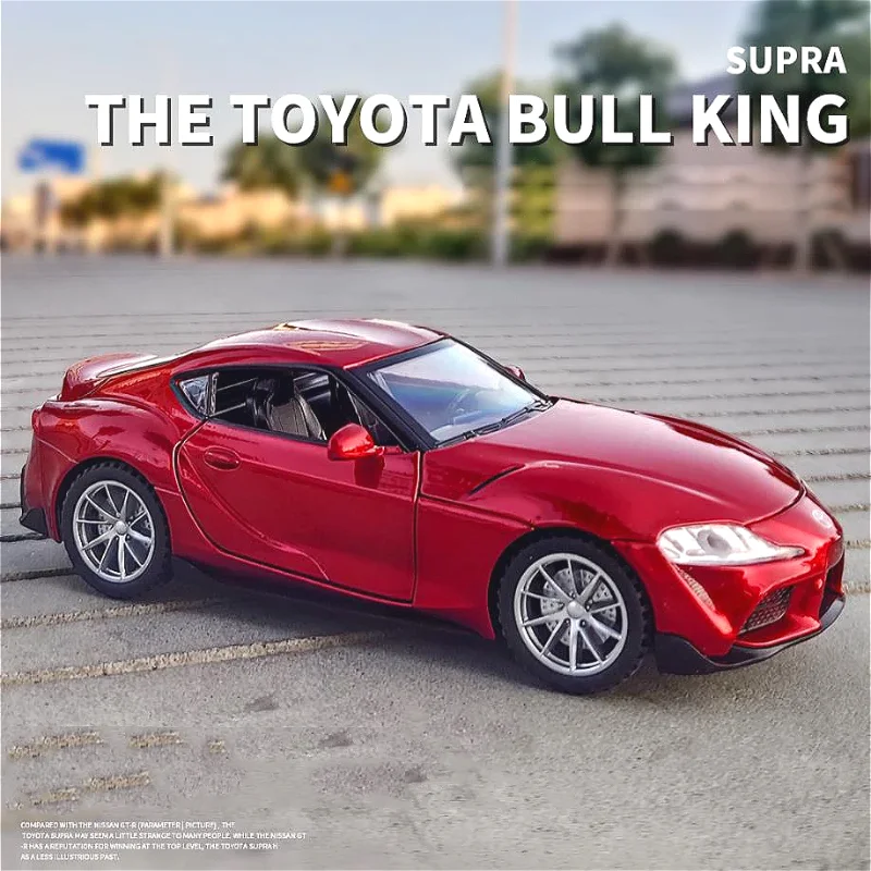 

1:32 Scale Wheels Diecast Car Metal Model with Light and Sound All New Toyota Supra Sport Car Pull Back Vehicle Alloy Toys