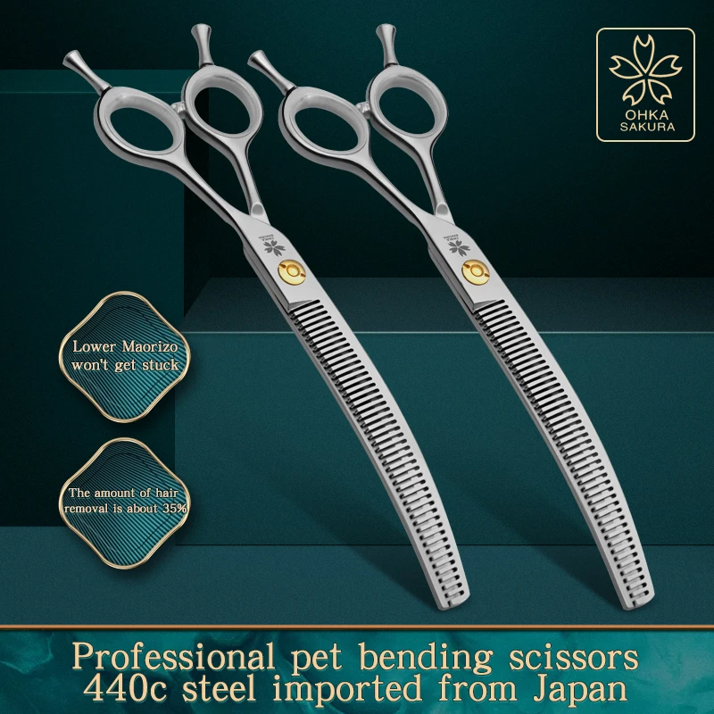 

Refined curved teeth scissors pet grooming thinning scissors 7.25 inch dog trimming shears pet hairdressing styling tools