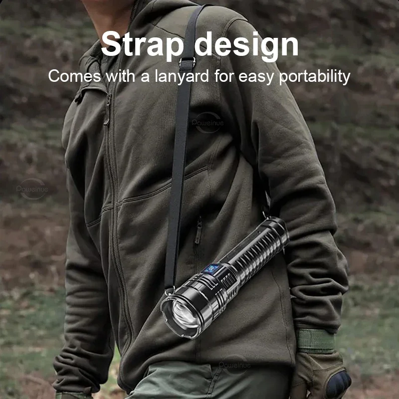 200000000LM Most Powerful LED Flashlight 1500W Rechargeable Flashlights Zoomable Tactical Torch Long Range 6000m Outdoor Lantern