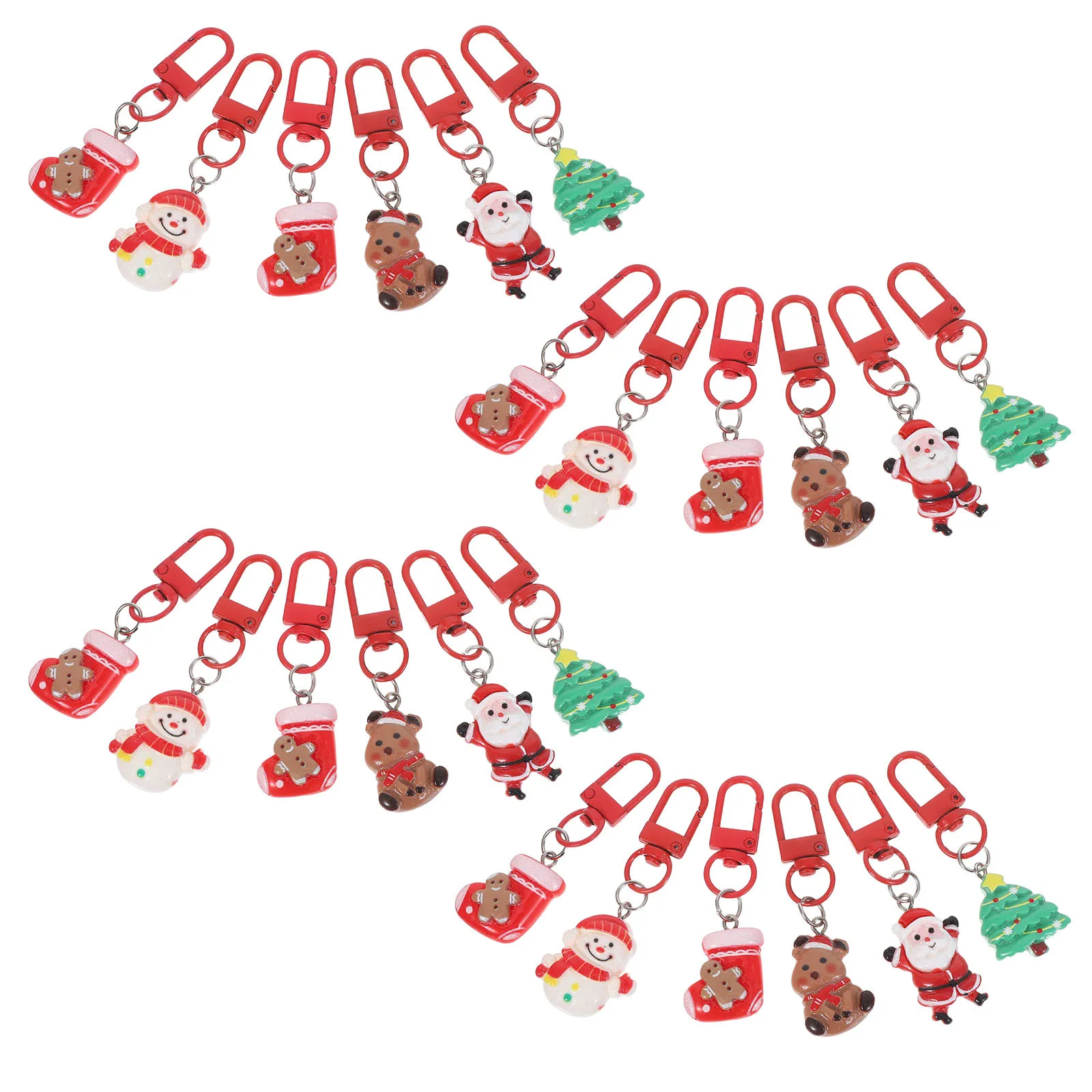 

24Pcs Christmas Keychains Set Cute Cartoon Reindeer Snowman Gingerbread Man Keyrings for Holiday Decor Bag Charm DIY Ornament