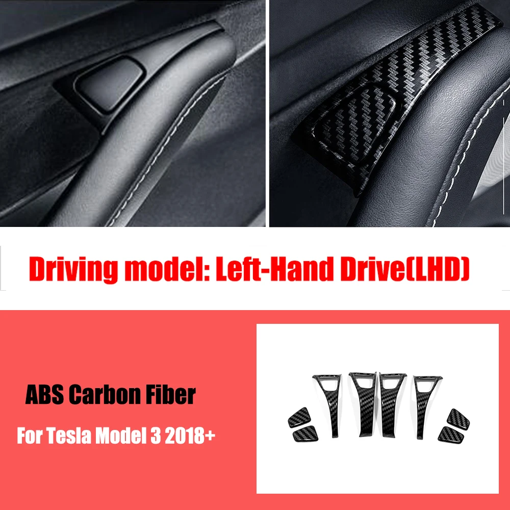 

For Tesla Model 3 2018 - 2021 ABS Carbon Car Door Lock Switch Frame Handle Decoration Panel cover trims styling Accessories