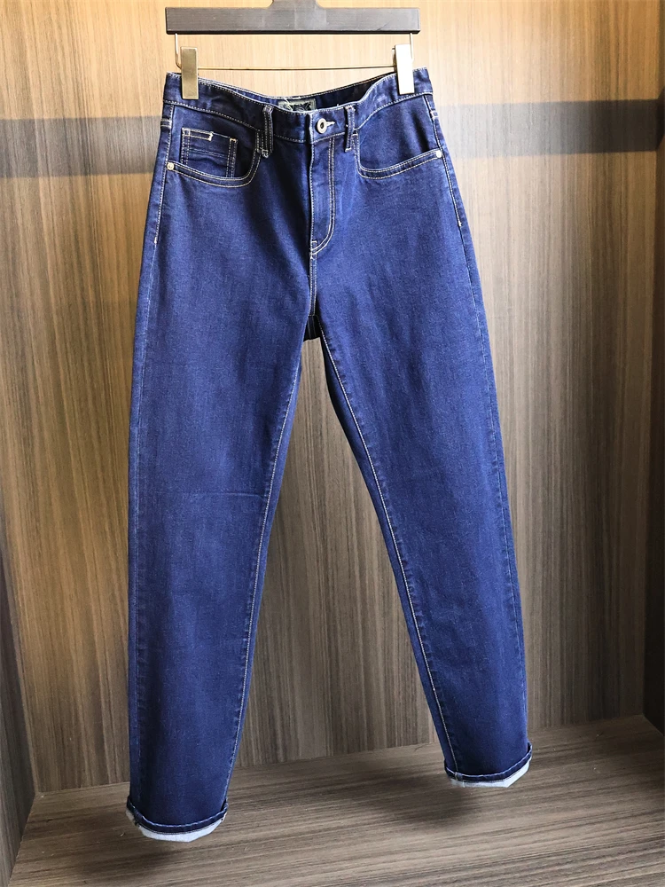 

High-End Enzyme Waed Men's Straight Leg Denim Jeans Autumn Soft Skin-friendly Breathable Casual Faion mid Waist ket