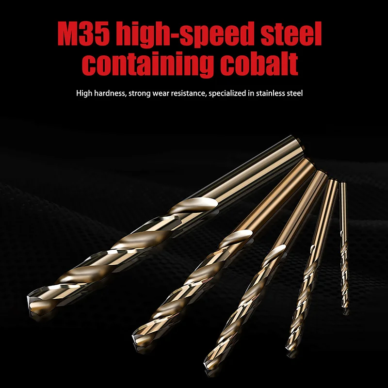 

10pcs HSS M35 Cobalt Drill Bit Drill Bit Round Shank Gun Drill Bit For Wood Metal Stainless Steel Iron Drilling Hole Cutte Tools