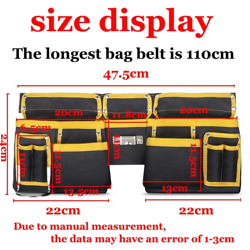 Electrician Tool Storage Bag Multi-functional Maintenance Waist Bag Pouch Belt Waterproof Oxford Cloth Carpentry Tool Storage