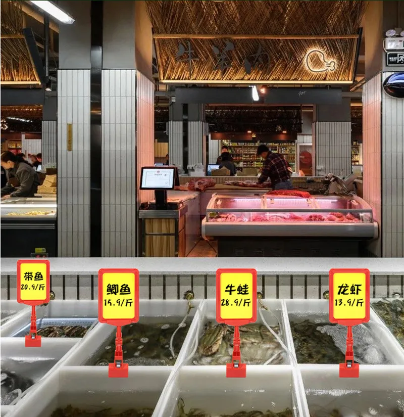 5 Pieces A5 Plastic Sign Holder Clip Rotatable Pop Clip-on Holder Stand Reuse Sign Price Tag Merchandise Sign Display Clips