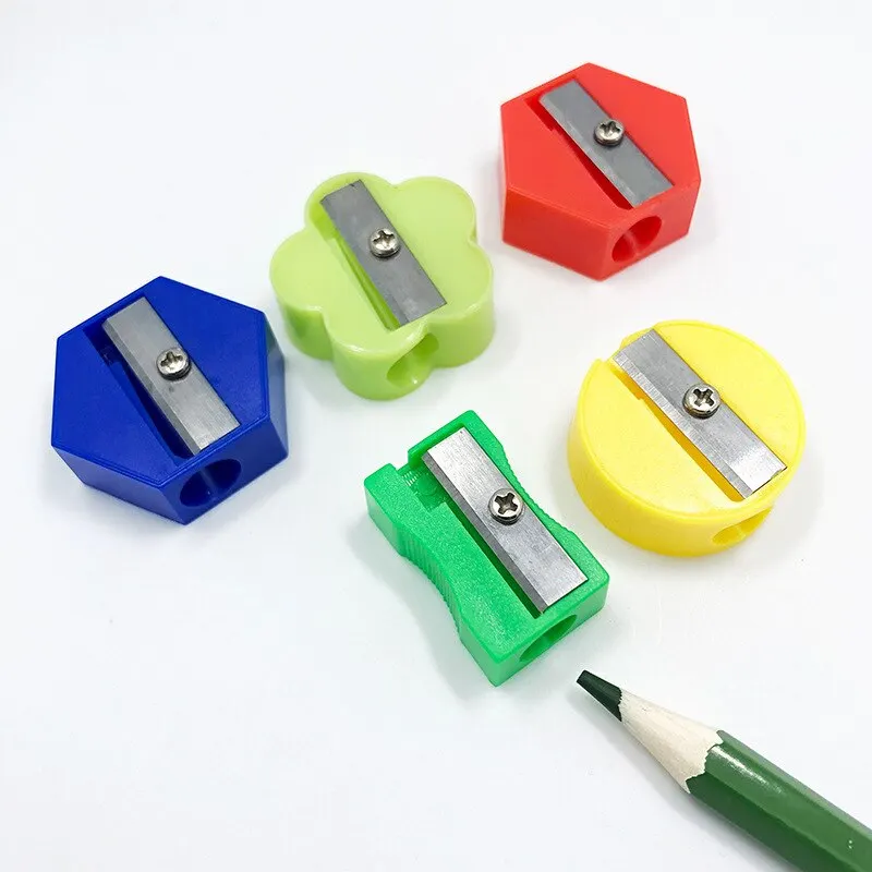 26pcs Pencil Sharpener Single Hole Kawaii Mini Plastic Cutter Knife Candy Color Learning School Office Stationery Random Color