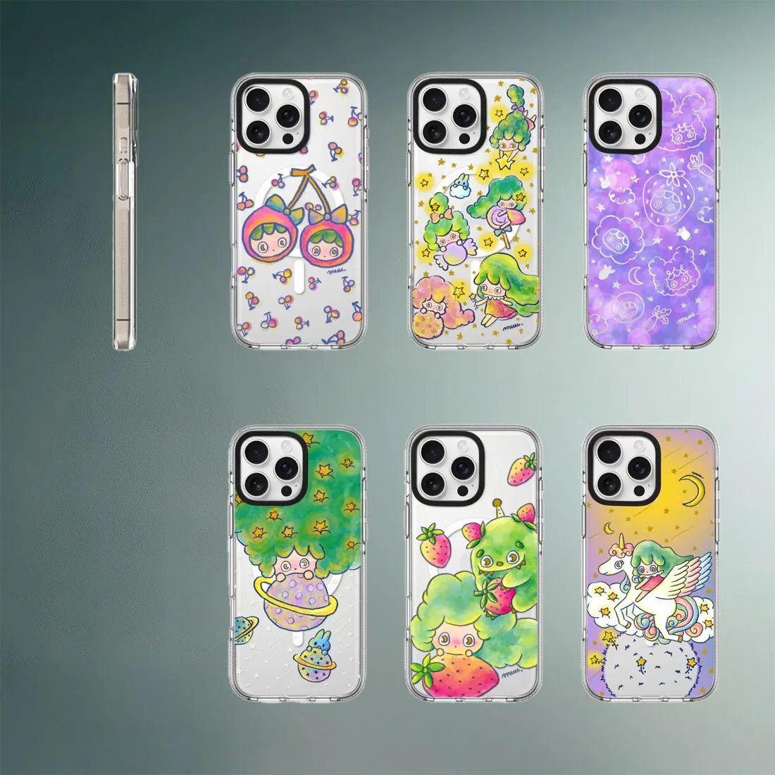

MagSafe-Compatible Strawberry Girl Phone Cover w/ Clear Border for iPhone 13-16 Pro Max