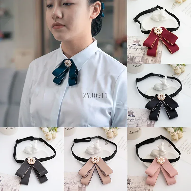 * Галстук-бабочка ручной работы, чистый цвет, галстук-бабочка в студенческом стиле, женская рубашка, униформа, платье с воротником, аксессуары с цветами, регулируемый эластичный бан