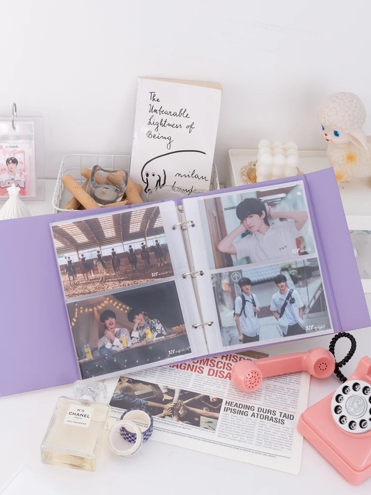 Color Blocking A5 Binder Kpop D Ring Photocard Collect Book Magnetic Buckle Card Holder Idol Photo Card Album
