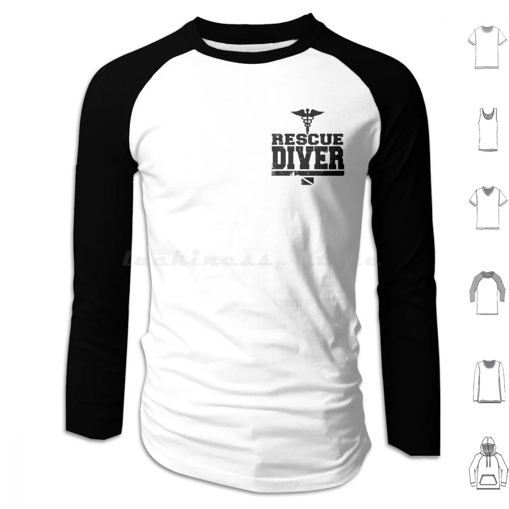 Rescue Diver ( Small Logo-Distressed ) Hoodies Long Sleeve Scuba Diver Rescue Police Diver Military Diver Navy Diver