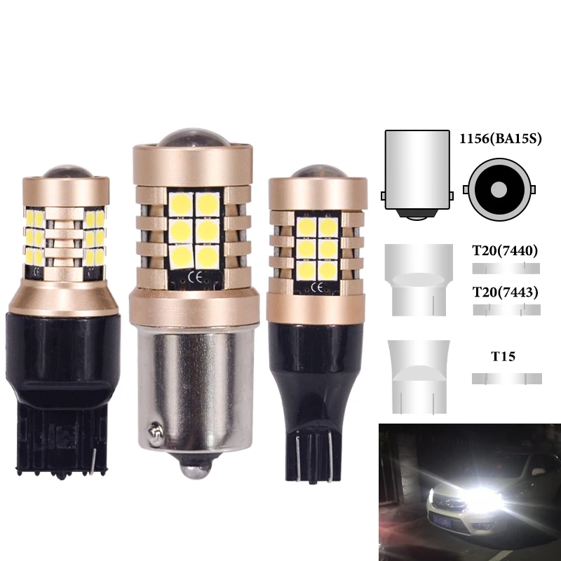 2PCS Strobe 3 Time LED T15 7440 W21W 1156 BA15S P21W W16W Car Turn Signal Light Backup Reversing Lamp 921 912 3030 SMD LED Bulbs