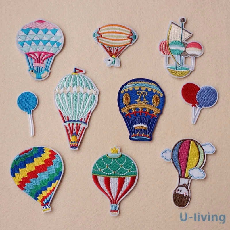 1pcs Hot Air Balloon Patch for Clothing Iron on Embroidered Sew Applique Cute Patch Fabric Badge Garment DIY Apparel Accessories