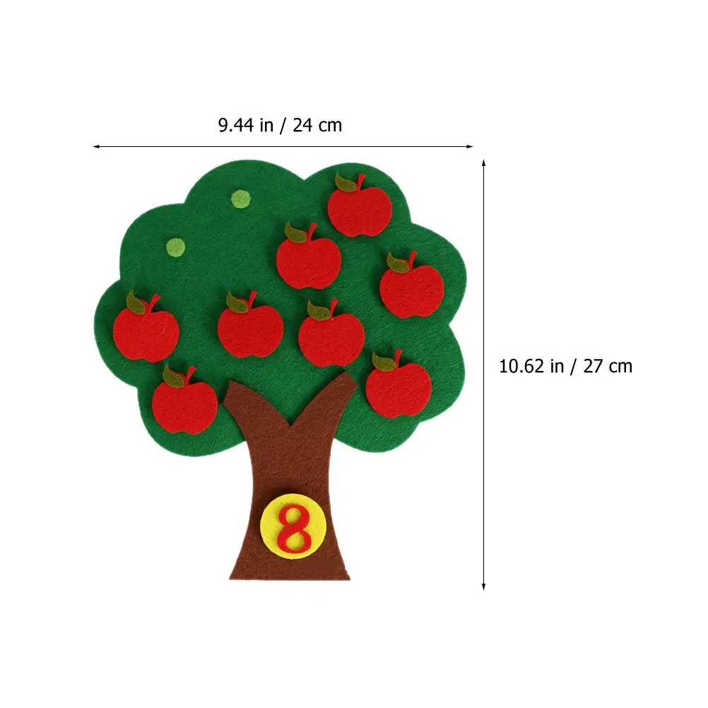 2 Sets of Counting Apples Game Toy Non-woven Apples Tree Digital Cognitive Pairing Toy For Baby Toddlers Kindergarten Supply