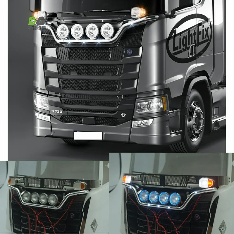 

RC Truck LED Mid-grid Aluminum Rod Light for 1/14 Tamiya Trailer Tipper Scania 770s 56371 56323 Car Diy Parts