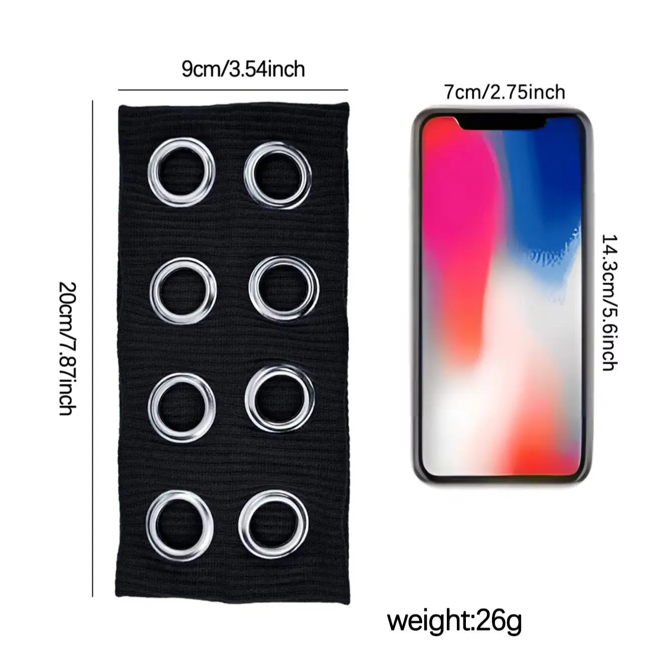1pc Punk Metal Eyelet Wide Headband, Unisex Elastic Ribbed Sports Sweatband, Hip Hop Rock Hollow Hairband for Men Women