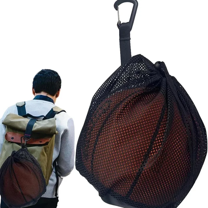 Mesh Soccer Ball Bag Extra Large Drawstring Basketball Storage Bag With Zipper Pocket Volleyball Football Net Pack Gym Bags