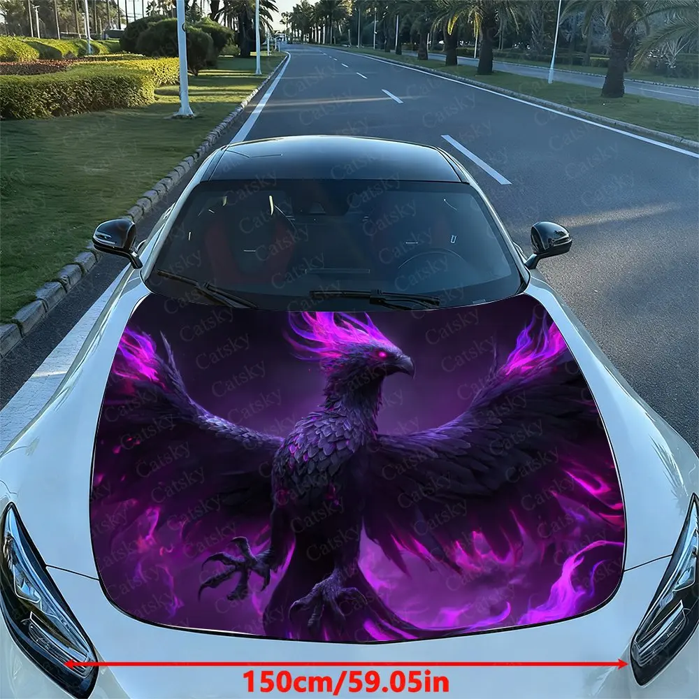 Dark Purple Flame Phoenix Car Hood Sticker, Easy To Install And Remove, Independence Day Car Decoration, Suitable For A-class Se