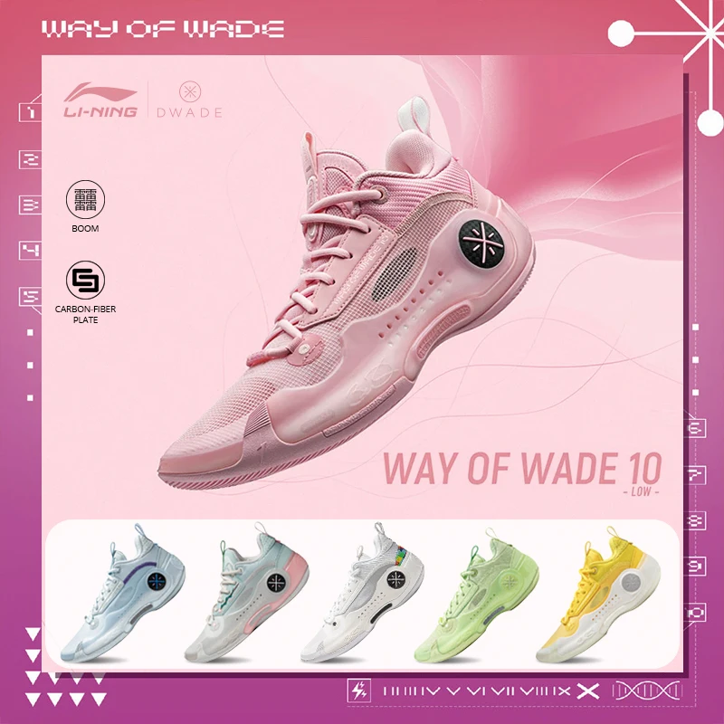 Li-Ning Men WAY OF WADE 10 LOW Professional Basketball Shoes Carbon Plate Cushion Support LiNing WOW 10 Sneakers ABAS083