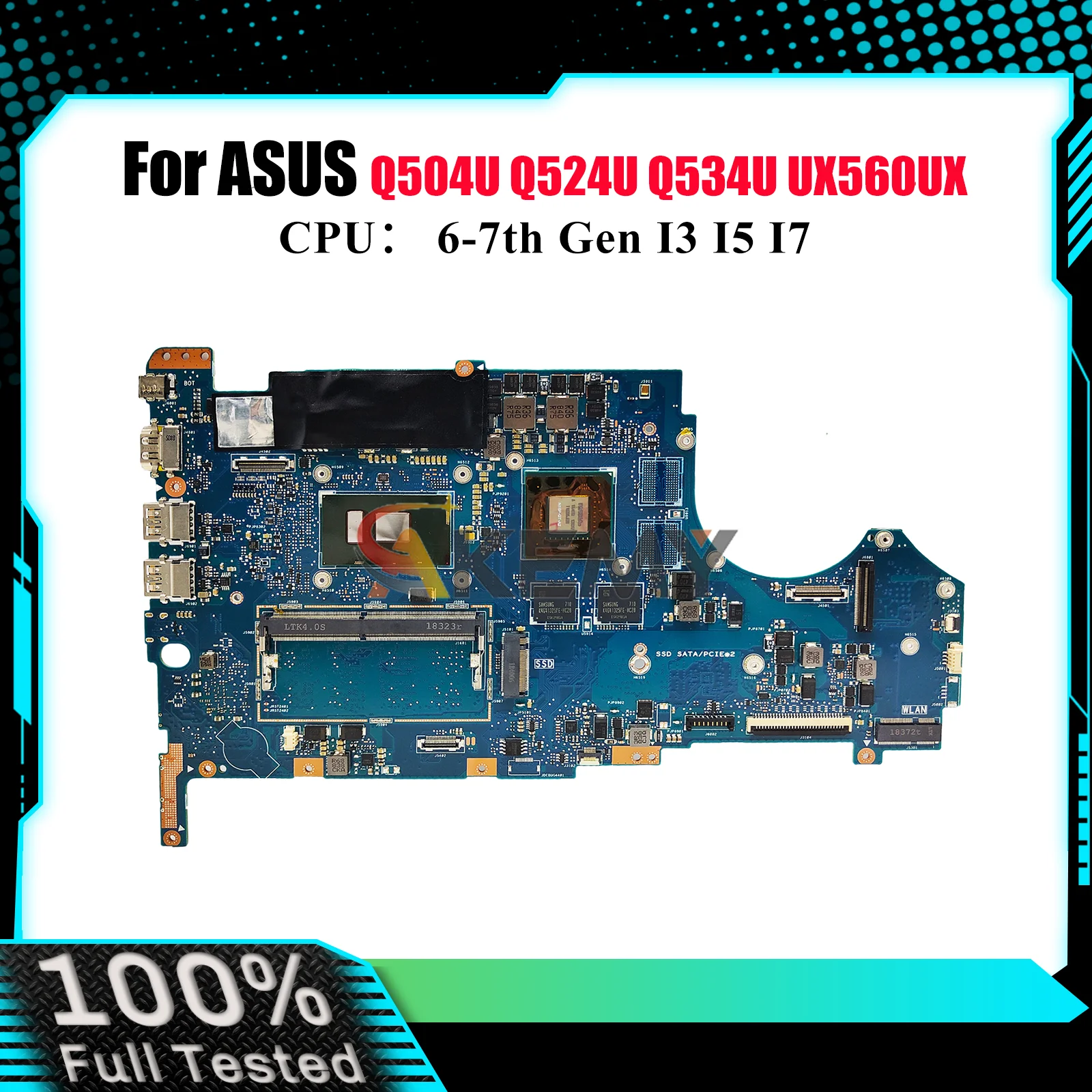 

UX560UX Материнская плата для ноутбука ASUS ZenBook UX560UQK Q524U UX560UXK Q534U UX560UQ UX560U UX560UX Q504U Материнская плата с процессором I3 I5 I7