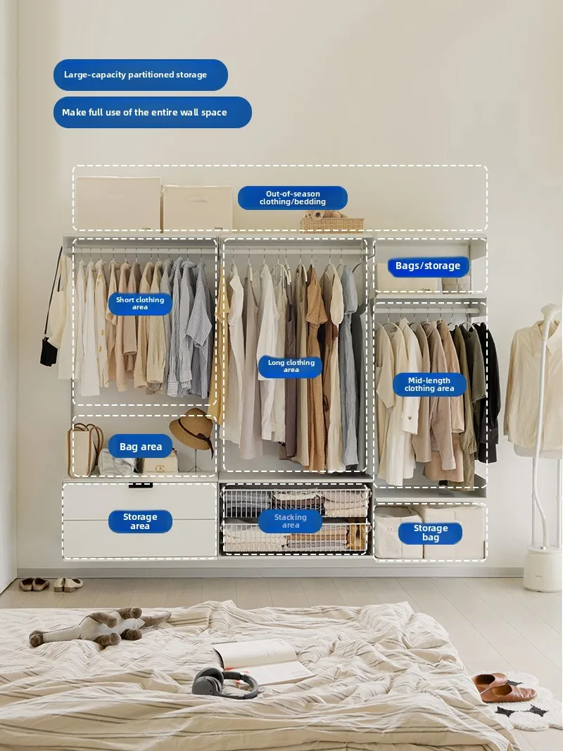 V606 Wall Hanging Open Wardrobe Bedroom Metal Hanging Hanger Nordic