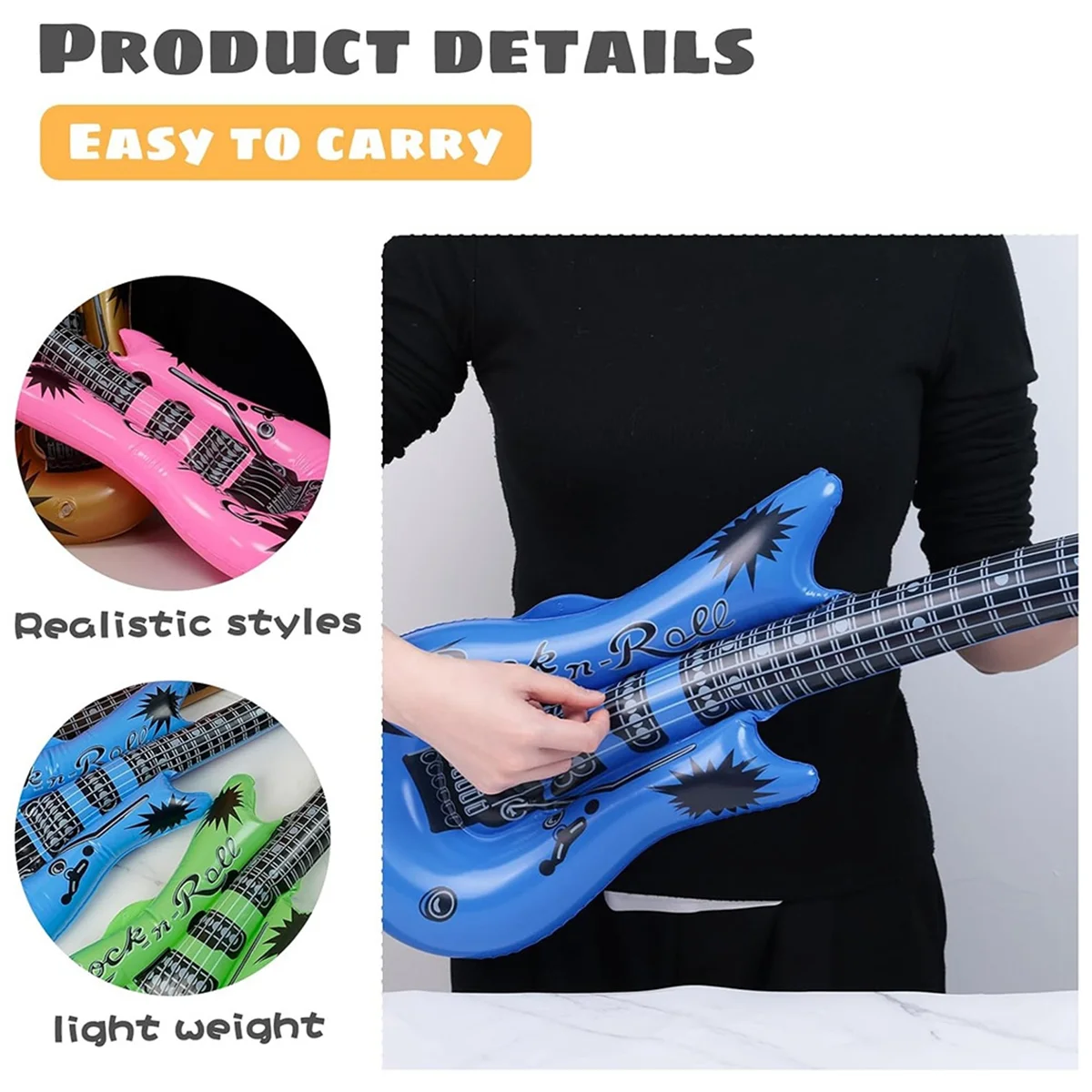 Inflatable Guitar, Blow Guitar, Suitable for Children'S Gifts Holiday Parties