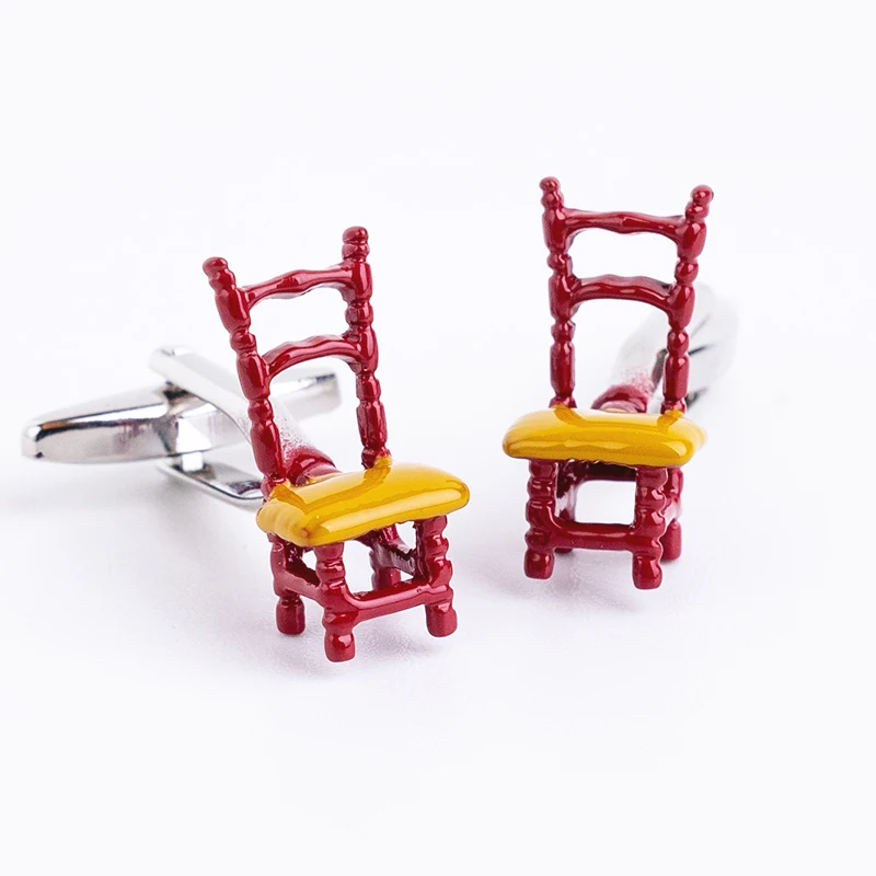 Novelty Mens Cufflinks Funny Chair Red Green Yellow Colors Cuff Links Toy Jewelry For Party Birthday Gift Wholesale Retail