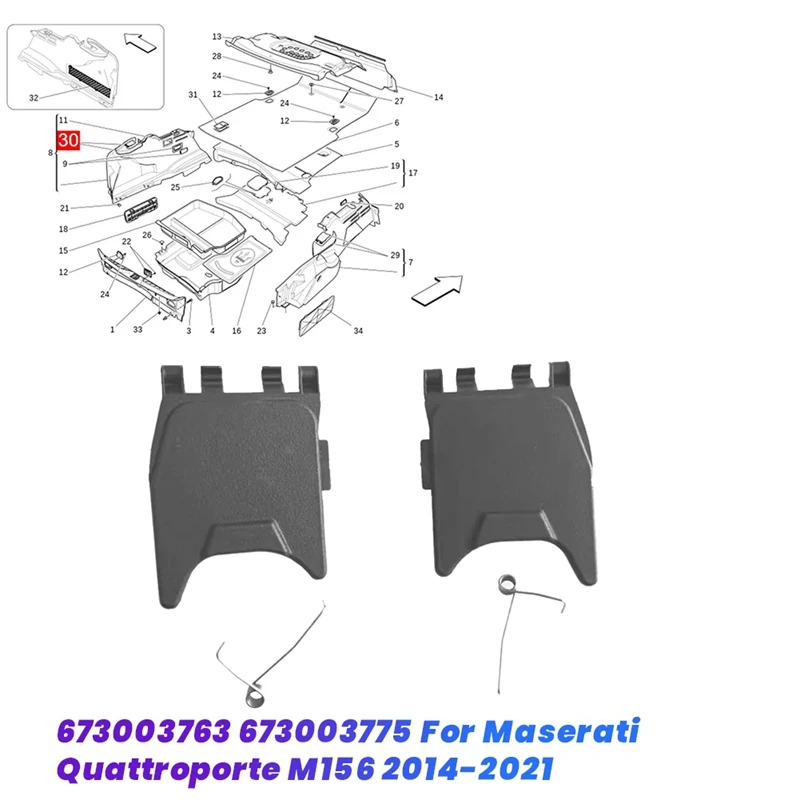 

1Pair Rear Trunk Hinge Guard Plate Cover 673003763 673003775 For Maserati Quattroporte M156 14-21 Door Guards Trim Caps