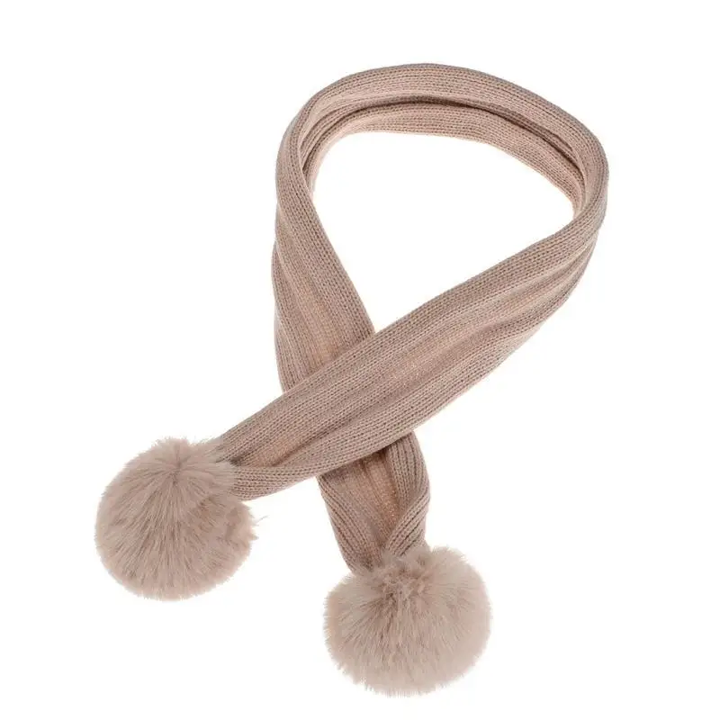 R1WE Детская зимняя теплая вязаная шапка из 2 предметов и длинный шарф, однотонная полосатая рубчатая шапка с манжетами и