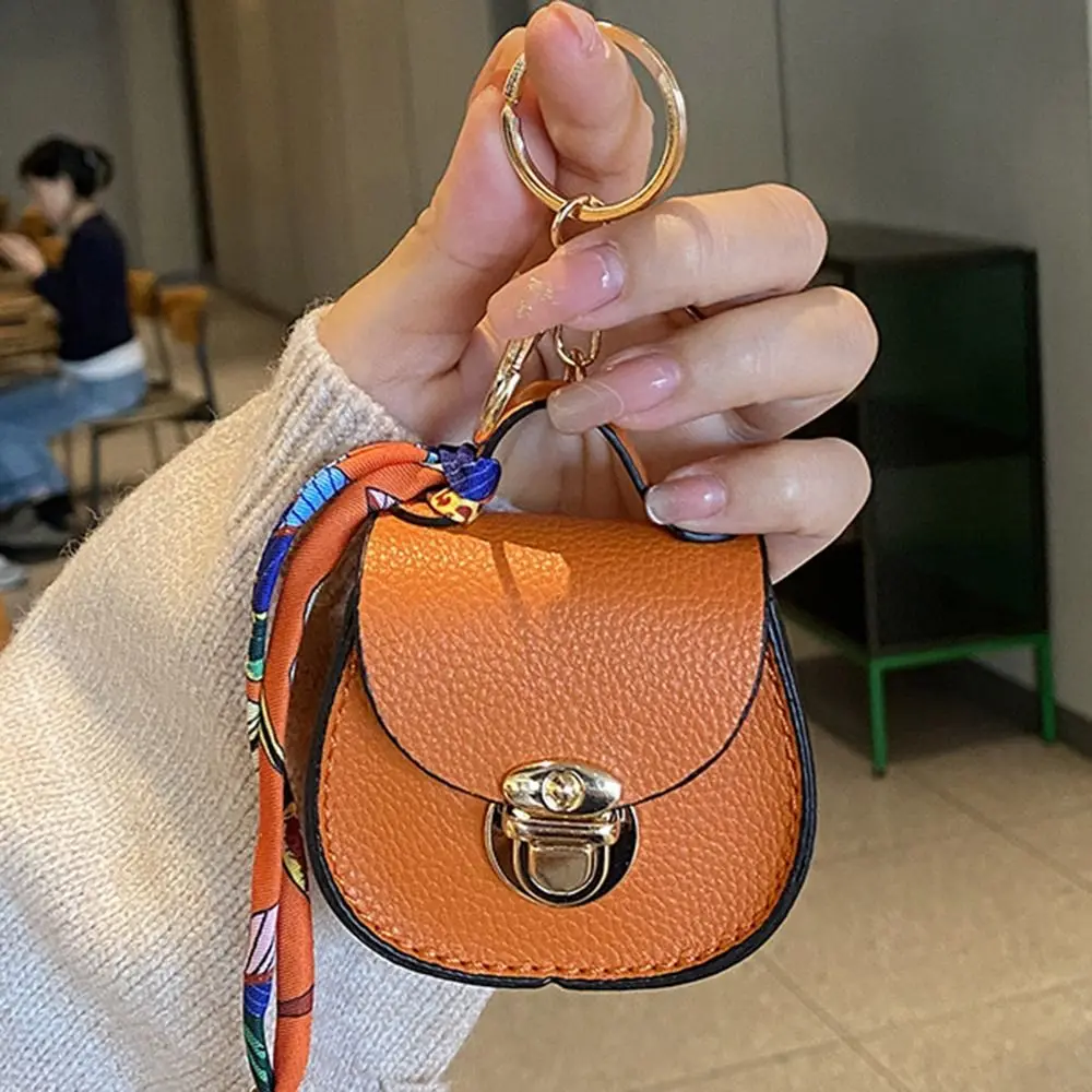 Portable Keychain Small Coin Purse Premium Leather Multifunction Earphone Bag Mini Storage Pouch for Women