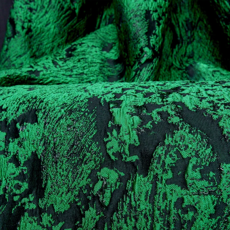 Grassland Green Creative Blended 3D Relief Heavy Texture Jacquard Fabric Straightening Clothing Bag Designer Fabric