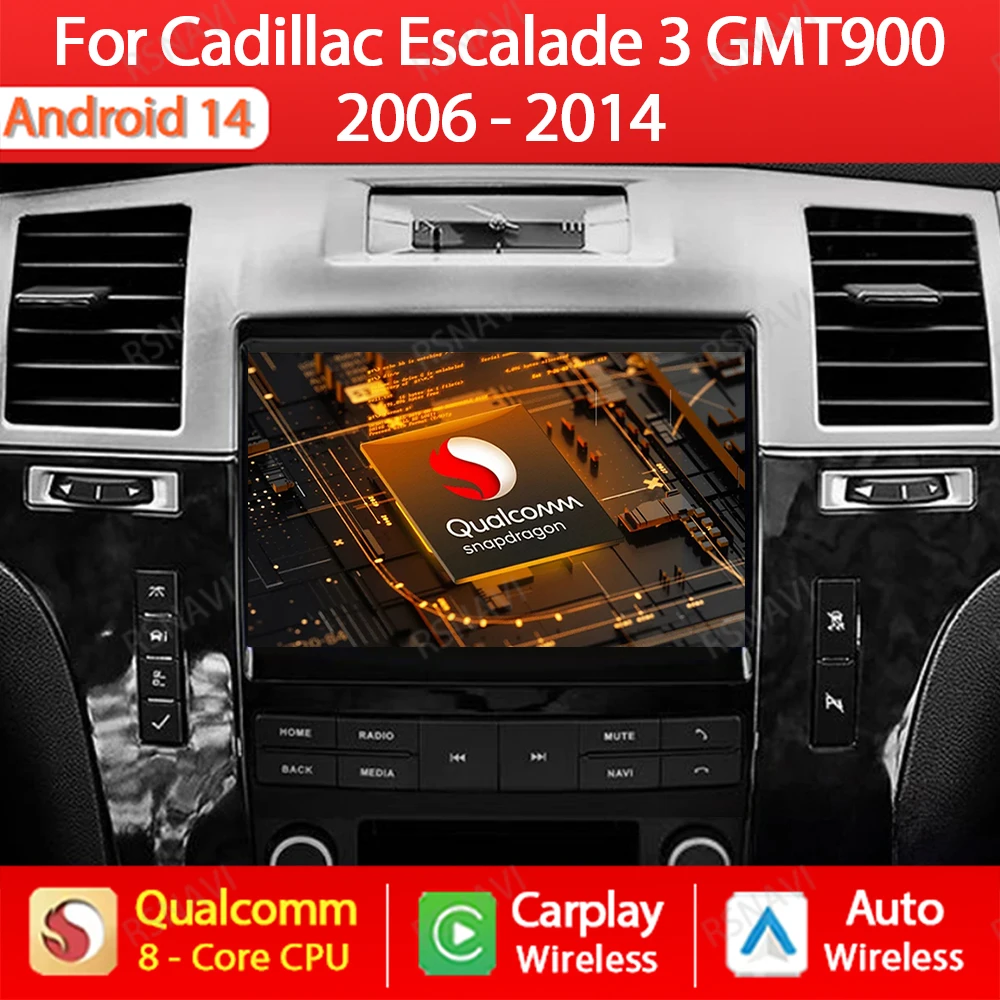 Android 14 Car Radio For Cadillac Escalade 3 GMT900 2006 - 2014 SLS 2007 - 2012 Multimedia Video Player GPS NAVI 4G WIFI QLED