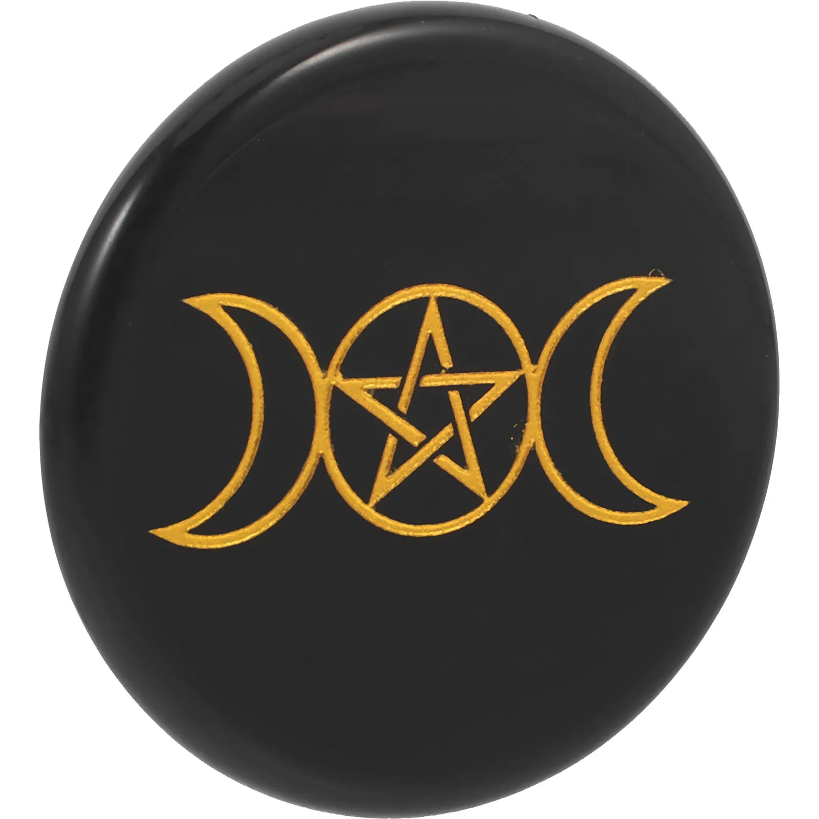 Obsidian Stone Desk Ornament Pentagram Pattern Natural Black Volcanic Glass Decor for Home Office Table Decoration Craft Stone