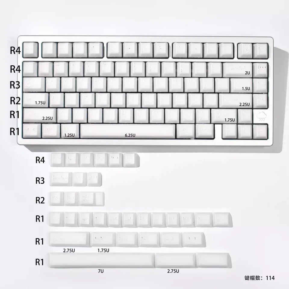 PBTfans X-RAY キーキャップ ABS カスタム白半透明キーボードキー