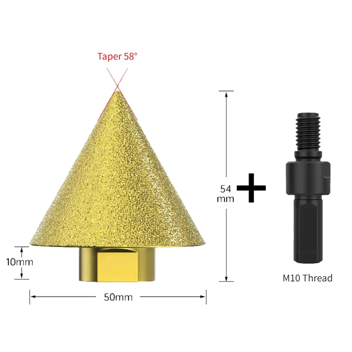 1pc Diamond Taper Chamfer Bit With Adapter Vacuum Brazed Chamfering Grinding Head For Stone Hole Expansion Edge Trimming