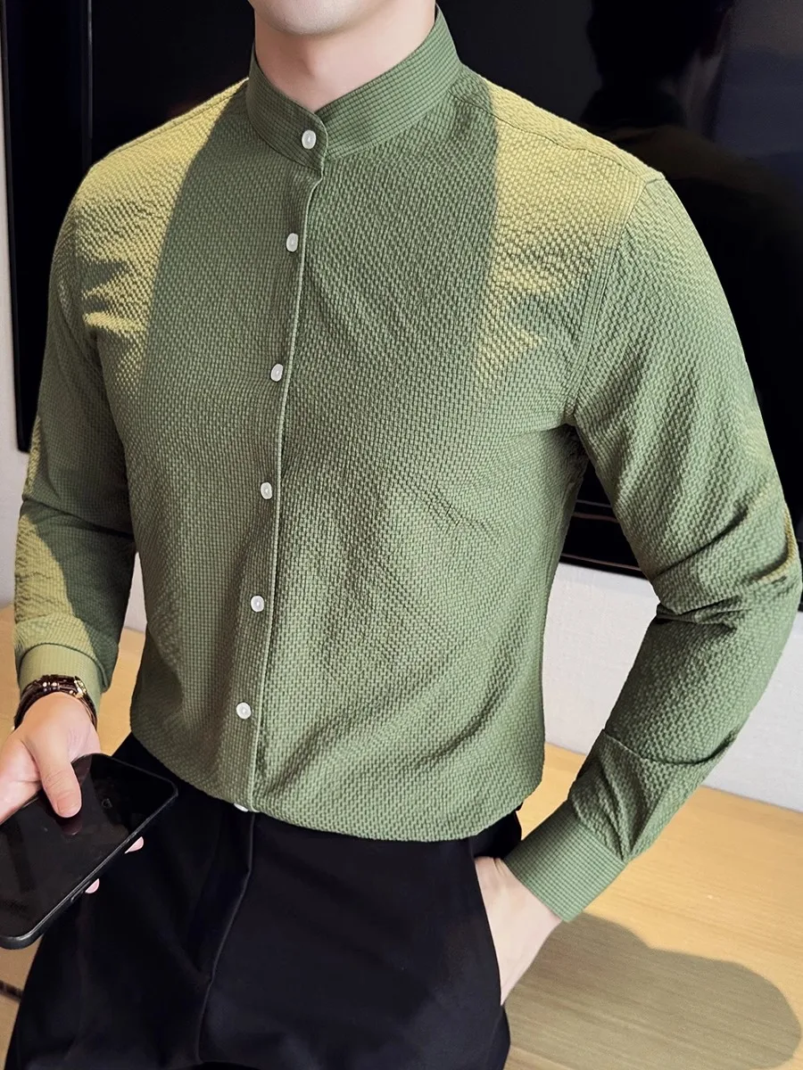 

Новый китайский Sle Long Sve Bubble irt мужской повседневный Faion Ci молодежный осенний Faion Busin повседневный облегающий утюг