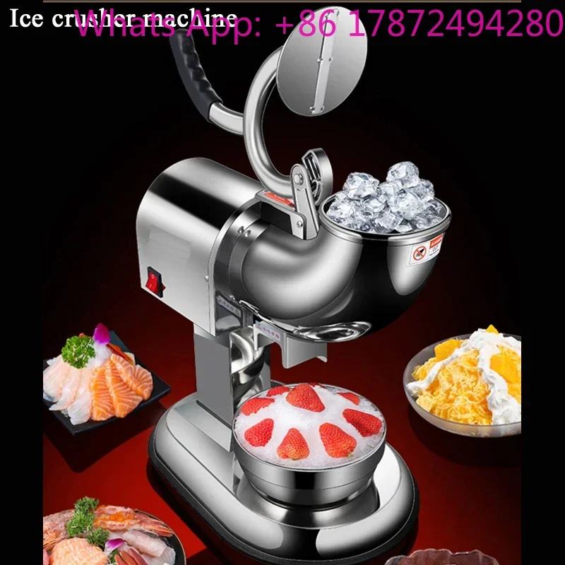 Ice Crushers Machine 220lbs Per Hour Electric Snow Cone Maker with 4 Blades Stainless Steel Shaved Ice Machine
