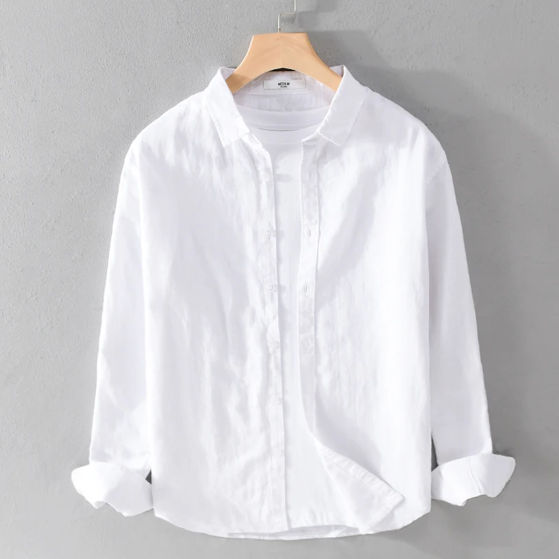 New Designer Long Sleeve Linen Brand Shirts Men Casual Fashion Comfortable 7 Colors Tops Clothing Camisa Masculina Chemise