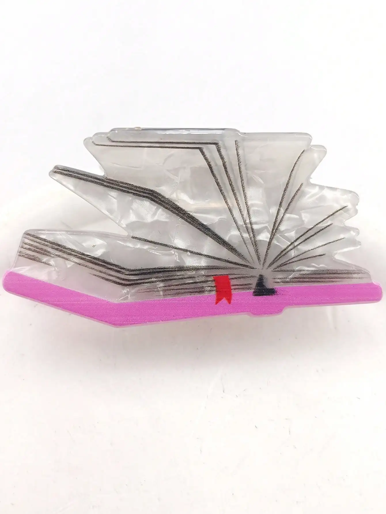 Pinza para el pelo mediana con libro de dibujos animados de colores falsos para mujer, 1 unidad, para peinados pequeños y semi-up