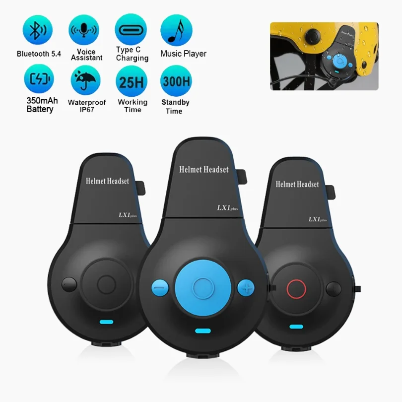 

1/2pcs LX1plus Motorcycle Summer Helmet Headset Stereo Voice Control Bluetooth 5.4 Hands Free Call Waterproof Takeaway Headset