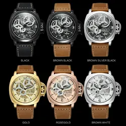 FORSINING 2023 Luxury Top Brand Skeleton Design Men Watch Automatic Self-wind Mechanical Wristwatch Genuine Leather Strap Clock