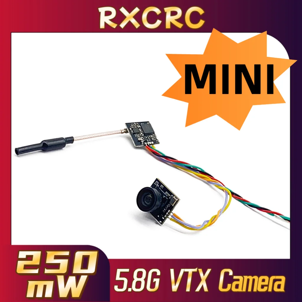 RXCRC 5.8G 48CH250mW MINI VTX Transmitter Power adjustable and CMOS 1200TVL 170°FOV FPV Camera for RC FPV Fixed-wing Drones.